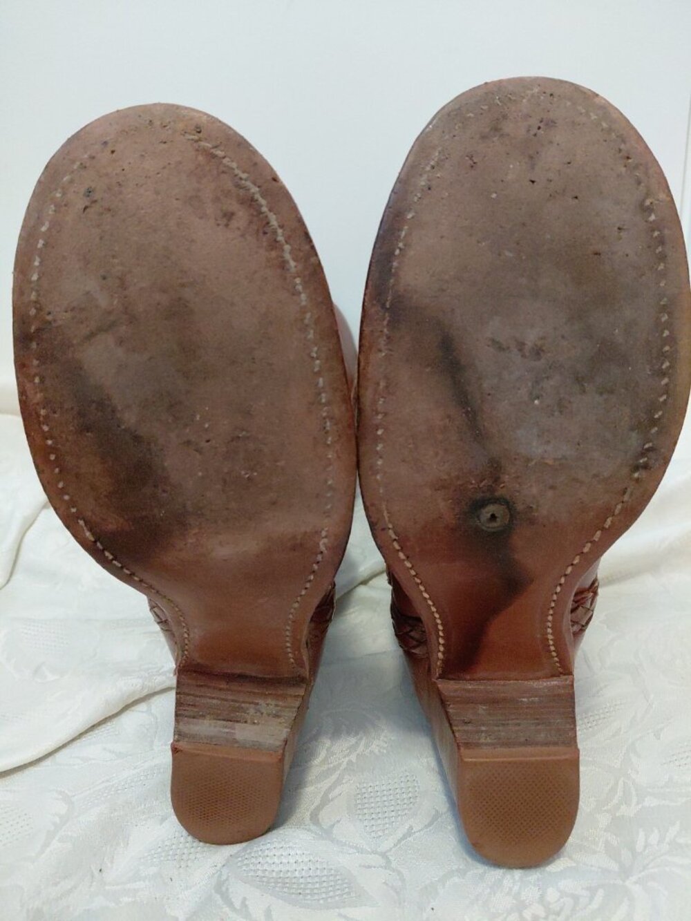 FRYE Vintage 70s Braided Sabrina Campus Boots Tall USA Made Womens 8.5 Brown - Picture 9 of 13